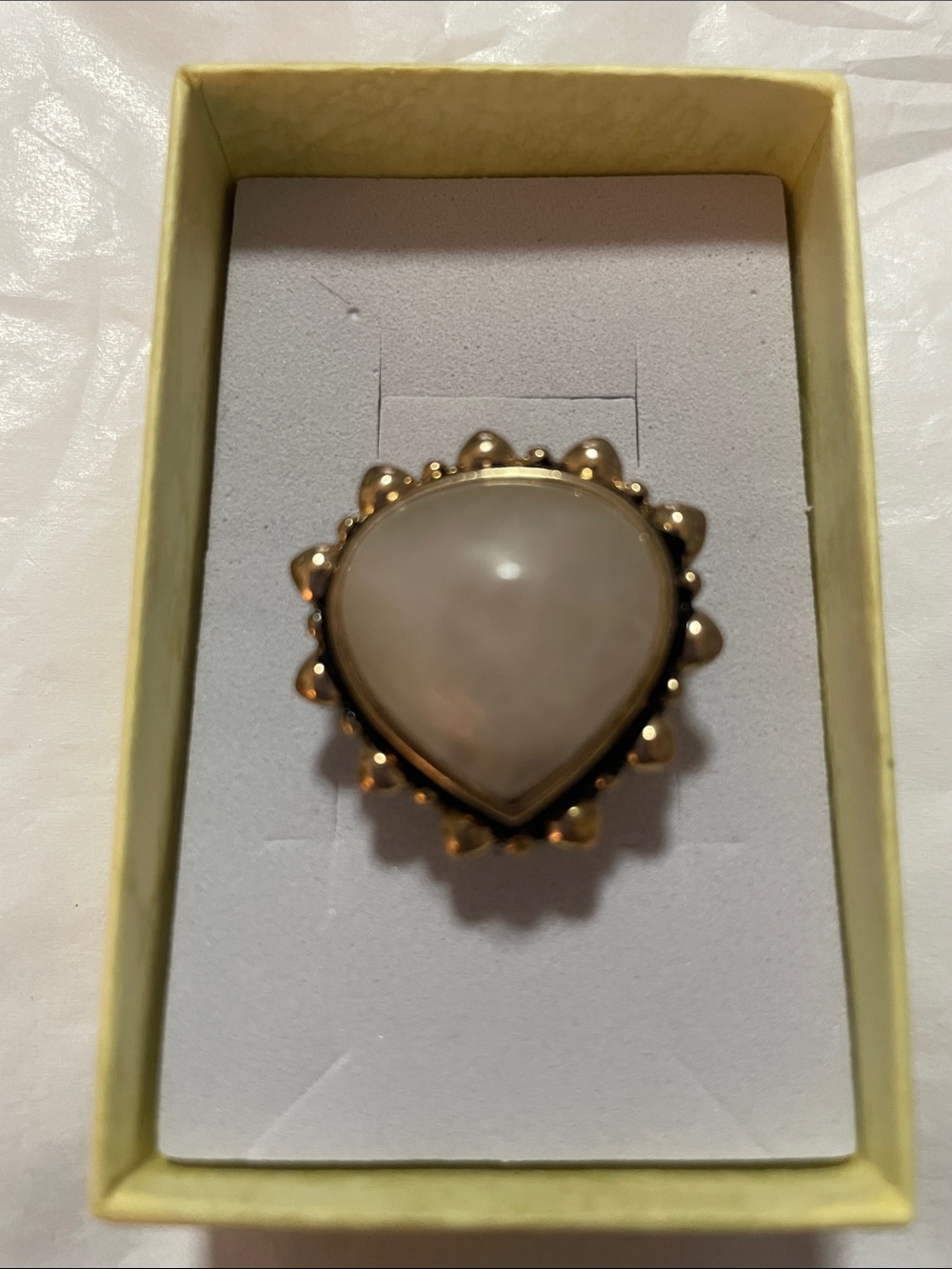 Gold-Tone Cream Teardrop Statement Ring